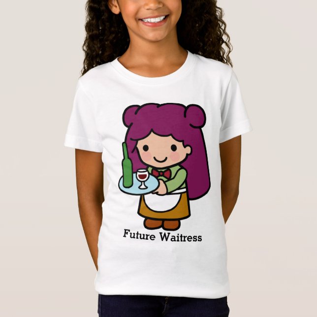 Cute Girl Waitress med Vin T Shirt (Framsida)