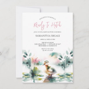 Cute Girl Watercolor Anka Baby Shower Inbjudningar