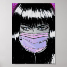 Cute Girl with Ansikte Mask Poster