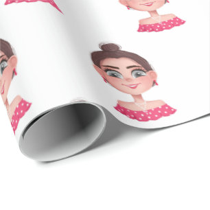 Cute Girl with Big Ögon Presentpapper