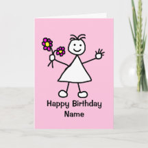 Cute Girl with Flowers Birthday