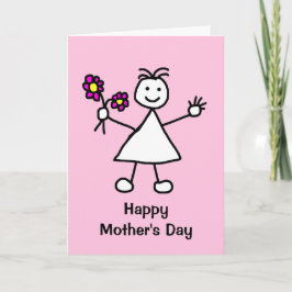 Cute Girl with Flowers Mors dag Kort