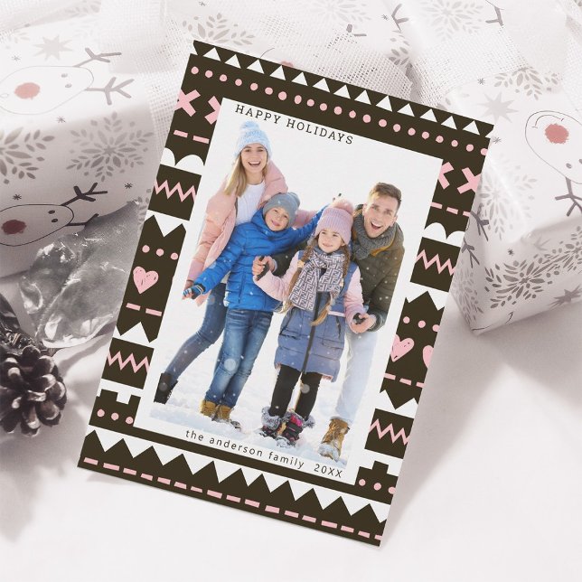 Cute Girlish Mönster Glad helg Photo Julkort (Skapare uppladdad)