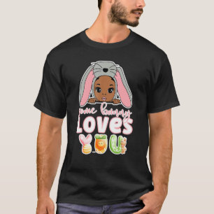 Cute Girls African American Påskhare Kärlek You T Shirt