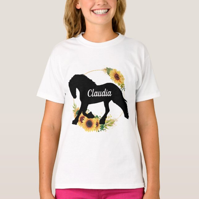 Cute Girls anpassade namnpony T Shirt (Framsida)