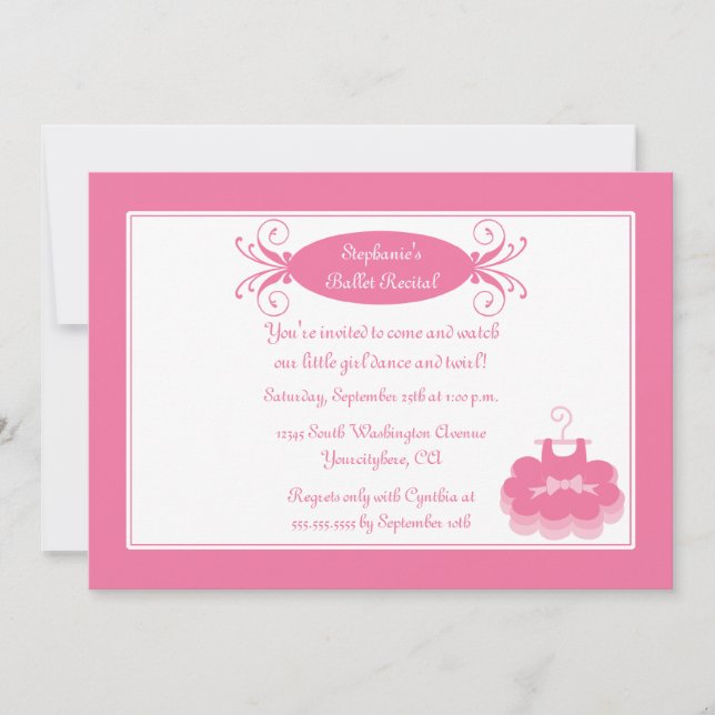 Cute girl's ballerina dansinbjudan inbjudningar (Framsida)