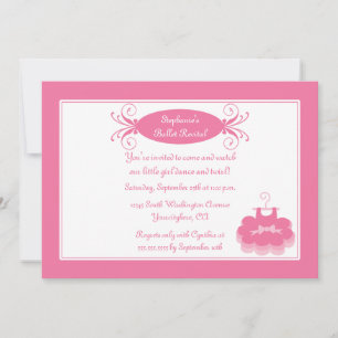 Cute girl's ballerina dansinbjudan inbjudningar