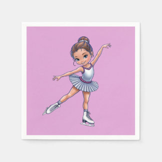 Cute Girl's Birthday Ice Skating Napkins Pappersservett