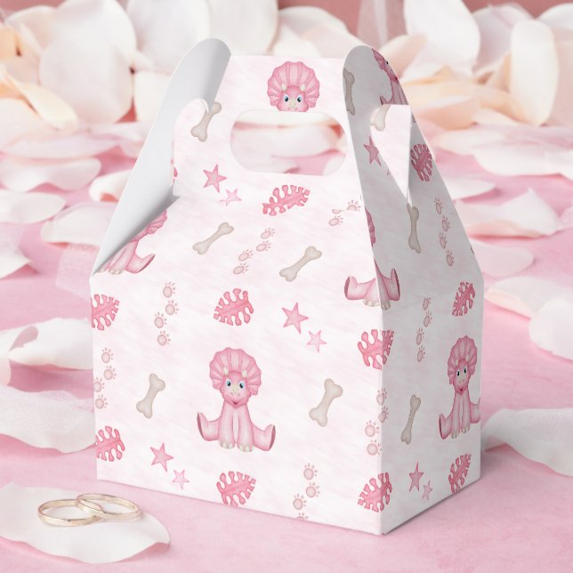 Cute Girls Birthday Pink Dinosaur Presentaskar (Bröllop)