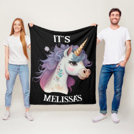 Cute Girls Black Elegant Lila Magic Unicorn Fleecefilt