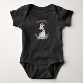 Cute Girls Black & White Giraffe Monogrammed T Shirt