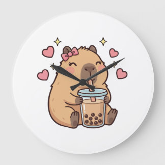 Cute Girls Capybara Ramen Kawaii Tea Kawaii Capy  Stor Klocka