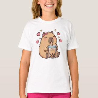 Cute Girls Capybara Ramen Kawaii Tea Kawaii Capy  T Shirt