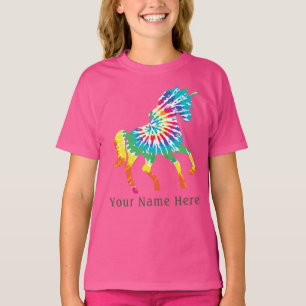Cute Girls eget namn Dancing tie-dye Unicorn T Shirt