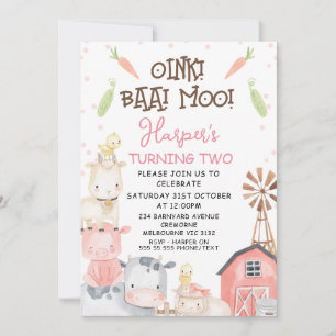 Cute Girls Farm Thned Vegables Birthday Inbjudningar