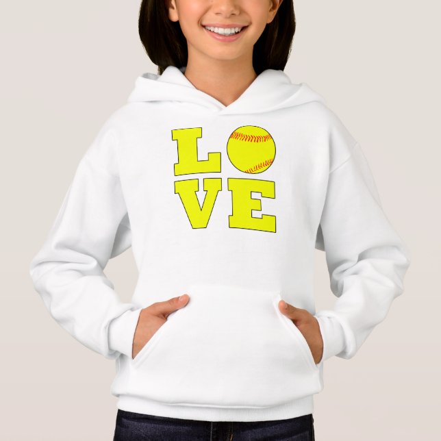 Cute Girls Fastpitch Softball Kärlek Sweatshirt Tee Shirt (Framsida)