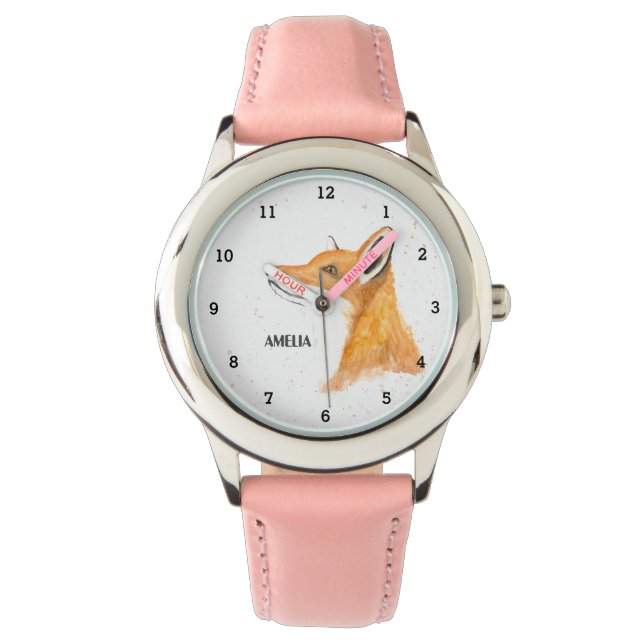Cute Girls Fox Animal Kids Wildlife Woodland Armbandsur (Framsida)