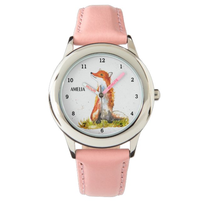 Cute Girls Fox Animal Kids Wildlife Woodland Armbandsur (Framsida)