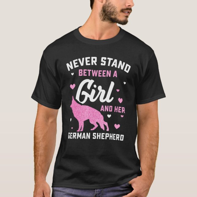Cute Girls German Shepherd Hund Pet Owner T Shirt (Framsida)