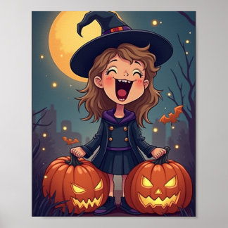 Cute Girl's halloween fest poster