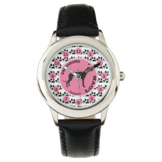 Cute Girls Hund Tass Greyhound Kids Personalize Na Armbandsur