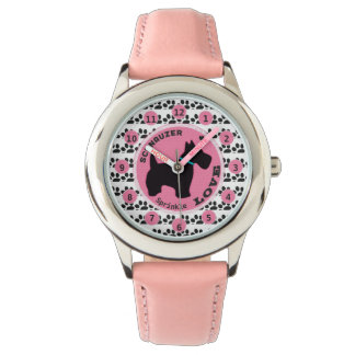 Cute Girls Hund Tass Schnauzer Kids Personalize Na Armbandsur