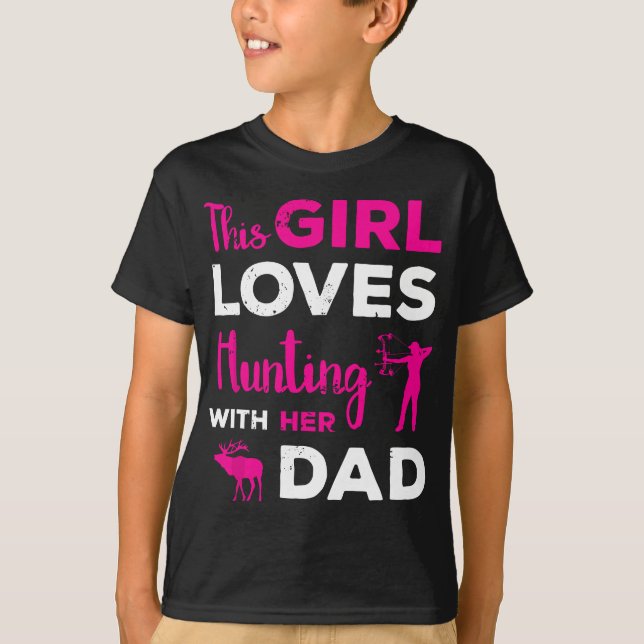 Cute Girls Hunting Gift Pappa DoaughHunting Huntin T Shirt (Framsida)