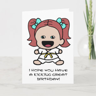 Cute Girl's Karate Birthday Card Kort