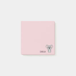 Cute Girls Koala Bear Rosa Personlig Post-it Block