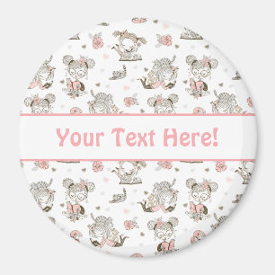 Cute Girls läser Bokar Gift Ideas Magnet