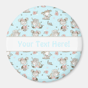Cute Girls läser Bokar Gift Ideas Magnet