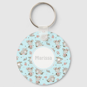 Cute Girls läser Bokar Gift Ideas Nyckelring