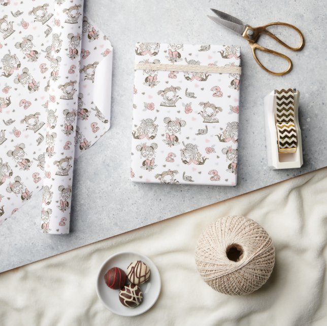 Cute Girls läser Bokar Gift Ideas Presentpapper (Hantverk)