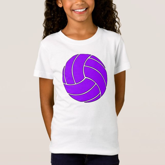 Cute Girls Lila Volleyball Shirt Tee Shirt (Framsida)