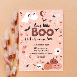 Cute Girls Little Boo Halloween Birthday varje år Inbjudningar