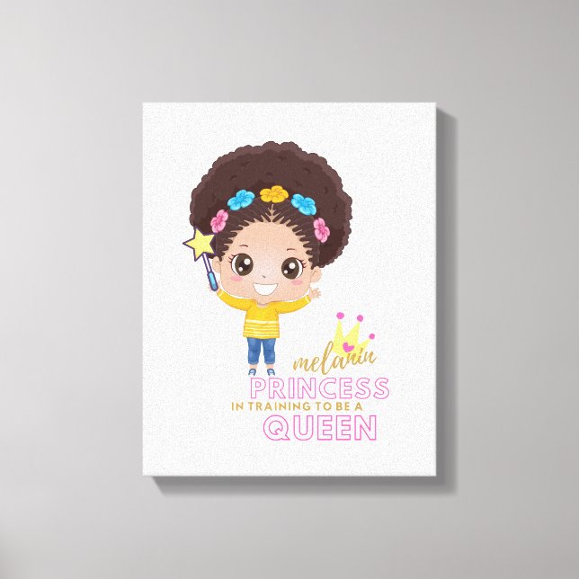 Cute Girls Melanin Princess Training to Queen Canvastryck (Framsida)