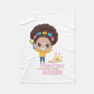 Cute Girls Melanin Princess Training to Queen Fleecefilt