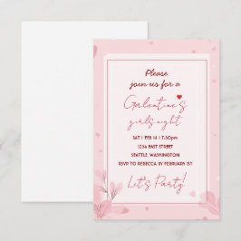 Cute Girls Night Galentine Pink Party Invitation OSA Kort