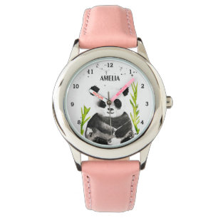 Cute Girls Panda Bear Bamboo Animal Kids Pony Armbandsur