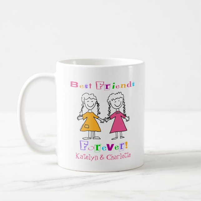 Cute Girls Personlig Best Friends for Forever Kaffemugg (Vänster)