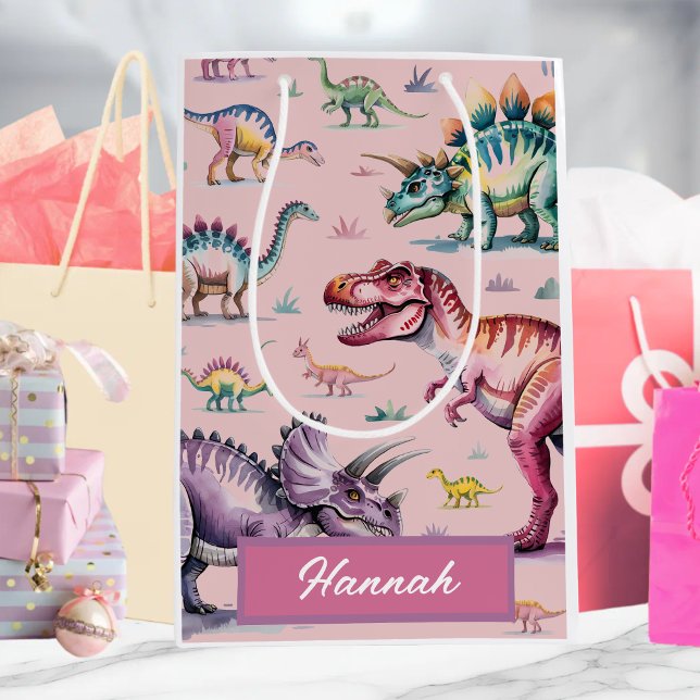 Cute Girls Personlig Dinosaur Birthday Gift Bag (Skapare uppladdad)