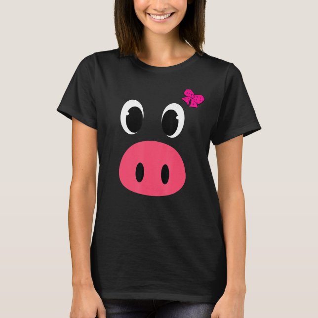 Cute Girls Pig Costume  Halloween Costume Pig T Shirt (Framsida)