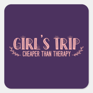 Cute Girls Resa är billigare än terapi Fyrkantigt Klistermärke