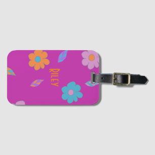 Cute Girls Retro Flower Bagagebricka