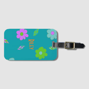 Cute Girls Retro Flower Bagagebricka