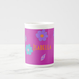 Cute Girls Retro Flower Benporslin Mugg