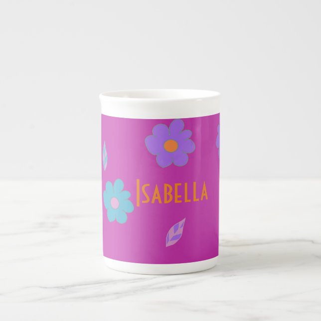 Cute Girls Retro Flower Benporslin Mugg (Framsidan)