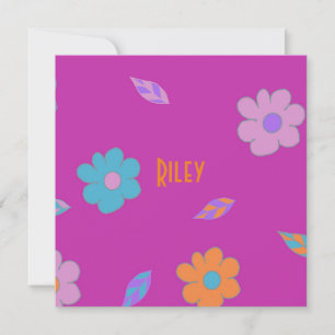 Cute Girls Retro Flower Julkort