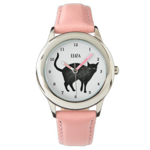 Cute Girls Rosa Black Cat Animal Kids Kattunge Kit Armbandsur