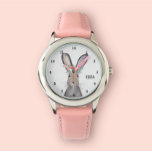 Cute Girls Rosa Bunny Rabbit Animal Kids Blommigt Armbandsur<br><div class="desc">Cute,  flickor,  blommigt,  kanin,  vattendjur för skogsdjur. Perfekt för barn. Anpassa det med ditt barns namn.</div>